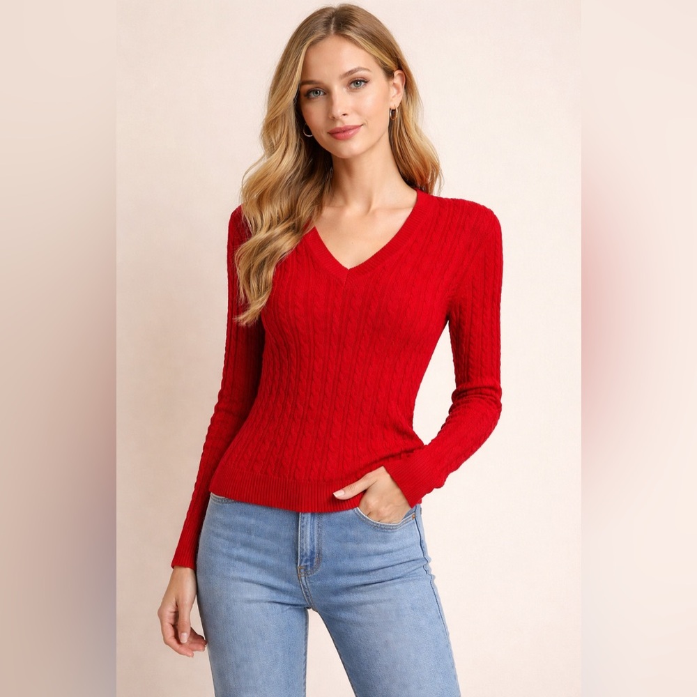 Croft & Barrow Red Cable Knit Sweater | Size L